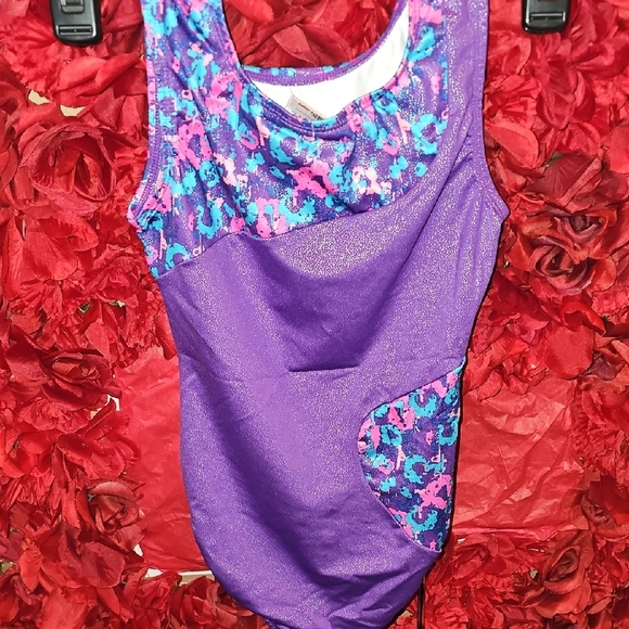 Freestyle Danskin Purple and Blue Patterned Leotard Size 10/12 - Picture 5 of 5